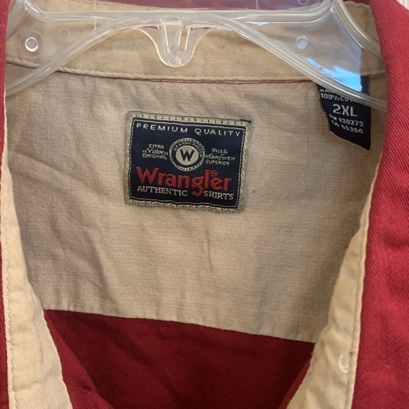 Wrangler Red Button Up Long Sleeve Work Shirt Size 2XL - Picture 5 of 6
